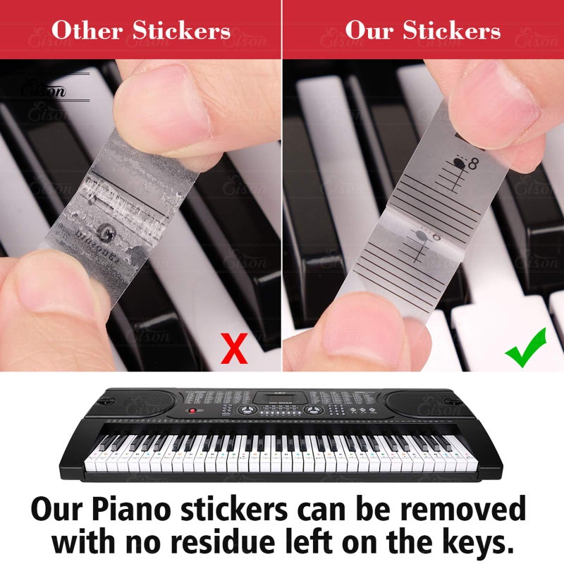 Eison Piano Stickers for Keys, Eison Colorful Piano Keyboard Stickers for 88/61/54/49/37 Full Learning Set, Removable, Leaves No Residue, Multi-Color - Image 4
